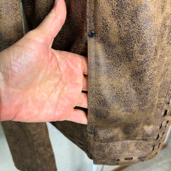 Lysse Austin Brown Faux Suede Open Front Moto Style Jacket Women's Size … - Picture 7 of 14